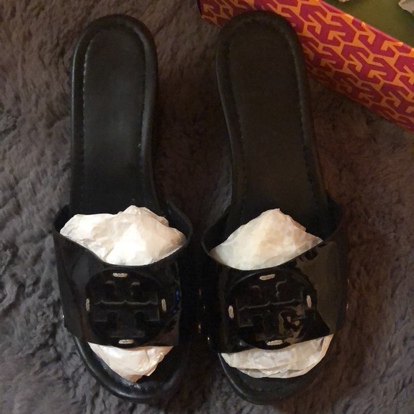 Tory Burch Shoes. Size 8. Black Patent Patti Wedge. Will include box. - Picture 3 of 15